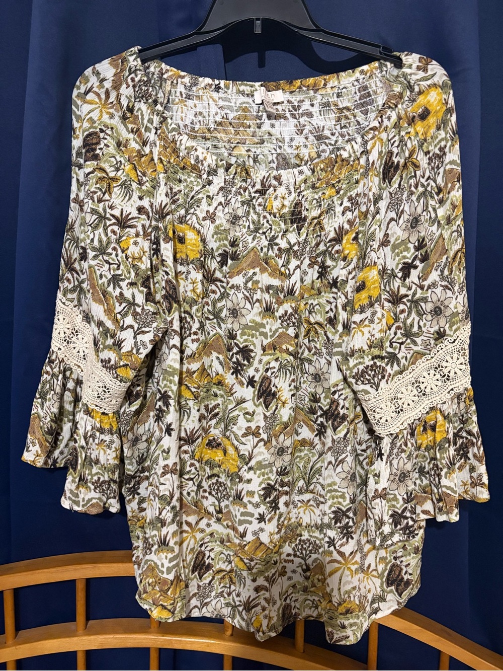 Boho Floral Peasant Top - Yellow Multi - Picture 3 of 4